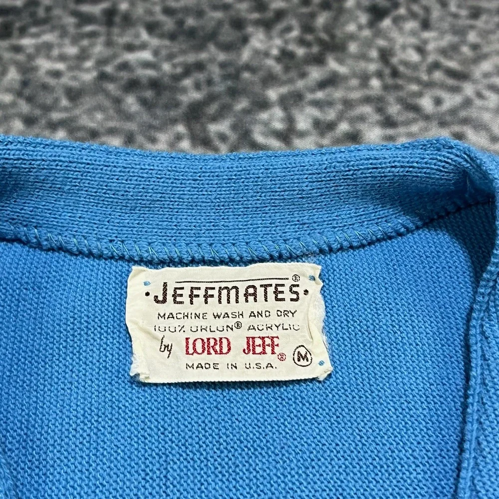 Vintage 50s 60s JeffMates by Lord Jeff Cardigan Mens‎ Medium Blue Sweater